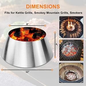 GRISUN BBQ Whirlpool for Weber 22 inch Kettle and Smokey Mountain 22, Charcoal Briquet Holders for Big Green Egg, Kamado Joe, Stainless Steel BBQ Kettle Grill Accessories