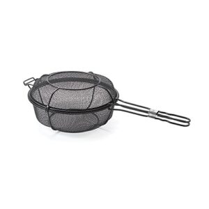 outset qd85 grill, 1 ea, black chef’s outdoor basket and skillet