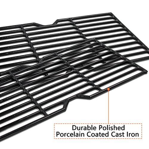 Hongso 16 7/8" Polished Porcelain Coated Cast Iron Grill Grates Replacement for Charbroil 463432215, 463436213, 463436214, 463436215, 463441312, 463441514, Thermos 461442114 Grills, PCH763