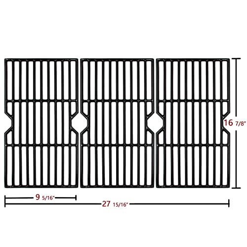 Hongso 16 7/8" Polished Porcelain Coated Cast Iron Grill Grates Replacement for Charbroil 463432215, 463436213, 463436214, 463436215, 463441312, 463441514, Thermos 461442114 Grills, PCH763