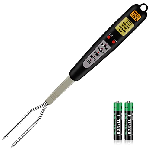 OOZTJIA Digital Meat Thermometer Fork for Grilling and Barbecue Instant Read with Electronic Alarm Accurate Cooking Temperature for Grilled Food,Steak,Pork,Turkey,Chicken,Patio,Outside,Kitchen,BBQ