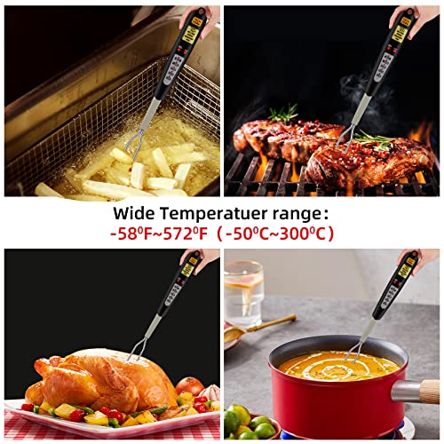 OOZTJIA Digital Meat Thermometer Fork for Grilling and Barbecue Instant Read with Electronic Alarm Accurate Cooking Temperature for Grilled Food,Steak,Pork,Turkey,Chicken,Patio,Outside,Kitchen,BBQ