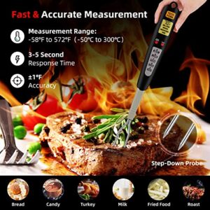 OOZTJIA Digital Meat Thermometer Fork for Grilling and Barbecue Instant Read with Electronic Alarm Accurate Cooking Temperature for Grilled Food,Steak,Pork,Turkey,Chicken,Patio,Outside,Kitchen,BBQ