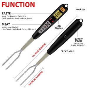 OOZTJIA Digital Meat Thermometer Fork for Grilling and Barbecue Instant Read with Electronic Alarm Accurate Cooking Temperature for Grilled Food,Steak,Pork,Turkey,Chicken,Patio,Outside,Kitchen,BBQ