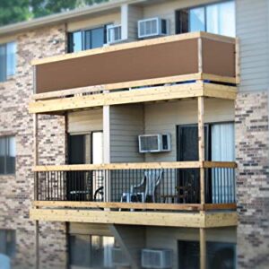 Eden's Decor Balcony Privacy Screen Fence Brown 2'6"x 15' Privacy Screen Mesh UV Protection Weather-Resistant for Patio, Deck, Porch, Railing, Gardening Custom