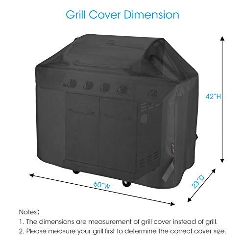 Unicook Grill Cover 60 Inch, Heavy Duty Waterproof Gas Grill Cover, Fade and UV Resistant BBQ Cover, Durable and Convenient Barbecue Cover, Compatible with Weber Char-Broil Nexgrill and More Grills