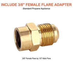 Camplux 12 Ft 1/2 Inch Natural Gas Hose with Quick Connect 3/8 Inch Female Flare to 1/2 Inch Male Flare Adapter for Gas Grill, Fire Pit Patio Heater