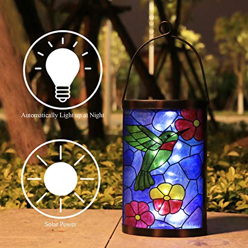 Hanging Solar Lantern Outdoor Decorative Waterproof LED Solar Hummingbird Lights Tabletop Lamp for Outdoor Patio Garden