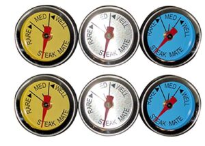 steakmate color coded outdoor grilling steak thermometers, set of 6