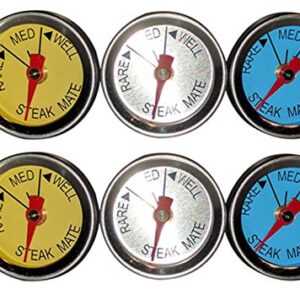 SteakMate Color Coded Outdoor Grilling Steak Thermometers, Set of 6