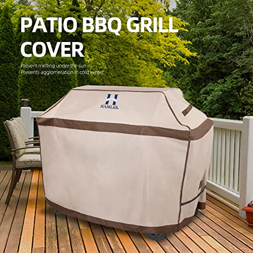 HAMLER Grill Cover 72 Inch, Heavy Duty Waterproof BBQ Covers, Gas Grill Covers Fits Weber Spirit, Weber Genesis, Char-Broil, Nexgrill, Brinkmann, Brown & Beige