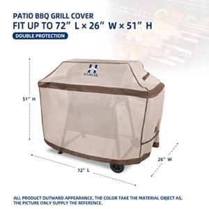 HAMLER Grill Cover 72 Inch, Heavy Duty Waterproof BBQ Covers, Gas Grill Covers Fits Weber Spirit, Weber Genesis, Char-Broil, Nexgrill, Brinkmann, Brown & Beige