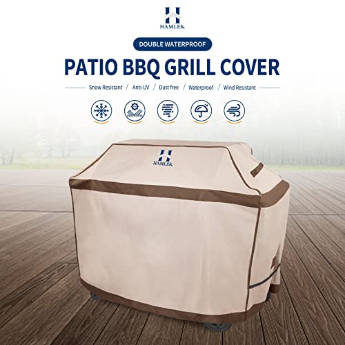 HAMLER Grill Cover 72 Inch, Heavy Duty Waterproof BBQ Covers, Gas Grill Covers Fits Weber Spirit, Weber Genesis, Char-Broil, Nexgrill, Brinkmann, Brown & Beige