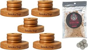 smoketop cocktail smoker kit 5 pack – old fashioned chimney drink smoker for cocktails, whiskey, & bourbon – by middleton mixology (cherry)