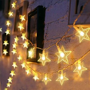 tofu star string lights 43 ft 100 led star fairy lights for room decor, extendable waterproof twinkle lights with 8 flashing modes for home, party, christmas, wedding, garden decoration, warm white