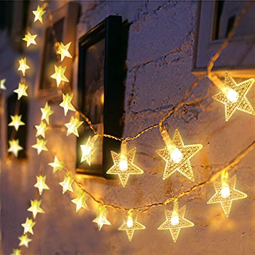 TOFU Star String Lights 43 FT 100 LED Star Fairy Lights for Room Decor, Extendable Waterproof Twinkle Lights with 8 Flashing Modes for Home, Party, Christmas, Wedding, Garden Decoration, Warm White