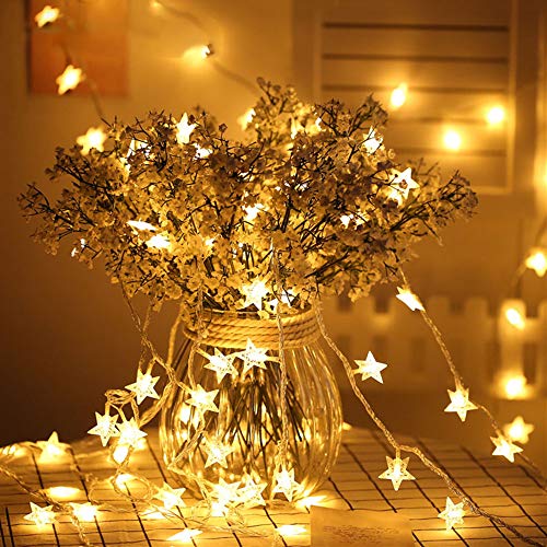 TOFU Star String Lights 43 FT 100 LED Star Fairy Lights for Room Decor, Extendable Waterproof Twinkle Lights with 8 Flashing Modes for Home, Party, Christmas, Wedding, Garden Decoration, Warm White