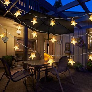 TOFU Star String Lights 43 FT 100 LED Star Fairy Lights for Room Decor, Extendable Waterproof Twinkle Lights with 8 Flashing Modes for Home, Party, Christmas, Wedding, Garden Decoration, Warm White