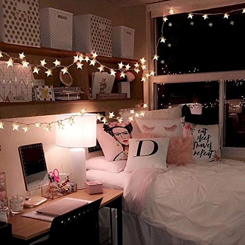 TOFU Star String Lights 43 FT 100 LED Star Fairy Lights for Room Decor, Extendable Waterproof Twinkle Lights with 8 Flashing Modes for Home, Party, Christmas, Wedding, Garden Decoration, Warm White