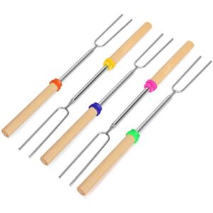 Mluchee 8Pack Marshmallow Roasting Sticks Smores Skewers for Fire Pit 32inch Telescoping Sausage BBQ Hot Dog Forks Portable Carrying Bag for Grill Campfire