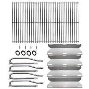hisencn repair kit replacement for jenn air 720-0337, 7200337, 720 0337 gas grill model, 4pack stainless steel burners pipe tube, heat plates sheild tent, set of 3 grill cooking grid grates