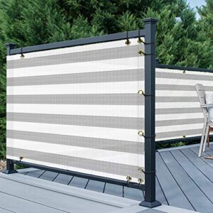 TANG SunShades Depot 35" x 10' White & Grey Stripes Balcony Privacy Screen Fence Windscreen for Porch Deck Outdoor Backyard Patio Balcony to Cover Sun Shade UV-Proof fits Perfectly on 3'x10' Fence