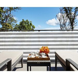 TANG SunShades Depot 35" x 10' White & Grey Stripes Balcony Privacy Screen Fence Windscreen for Porch Deck Outdoor Backyard Patio Balcony to Cover Sun Shade UV-Proof fits Perfectly on 3'x10' Fence