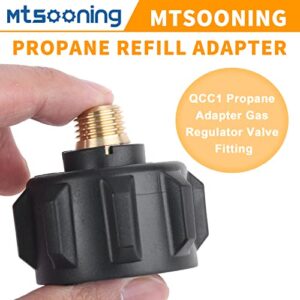 Mtsooning QCC1 Propane Refill Adapter with Nut and 1/4" NPT Male Pipe Thread, Brass Propane Gas Pipe Regulator Fitting Replacement for QCC1 Propane Tank