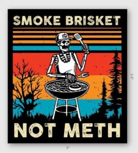 6-pack funny smoke brisket not meth sticker 2.75″ grilling bbq vinyl waterproof