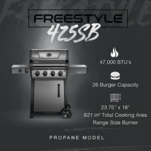 Napoleon Freestyle 425 - F425DSBPGT-ECP - Graphite, Porcelain Enamel & Stainless, 4 Burner, Range Side Burner, Cast Iron Cooking Grids