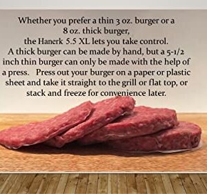 Hanerk XL Burger Press 5 1/2" inch Patty Maker, Easy to Clean Dishwasher Safe, Stainless Steel, 5 1/2 inch Diameter Burger Patty, Grill Tool, Patty Maker, Mold, Thin or Thick