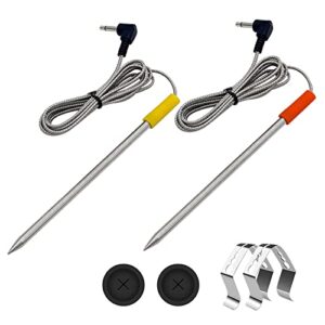 2-pack meat probe replacement for oklahoma joe’s, z grills, cuisinart wood pellet grill and smoker, with probe grommet and temperature probe clip