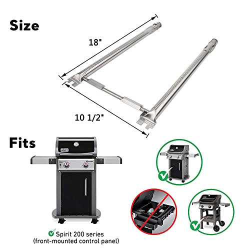 Uniflasy 7635 Flavorizer Bars, 69785 Grill Burner Tubes, Propane Regulator and Hose with Propane Tank Gauge Indicator for Weber Spirit I & II 200 with Front Control, Spirit E210, E220, S210, S220