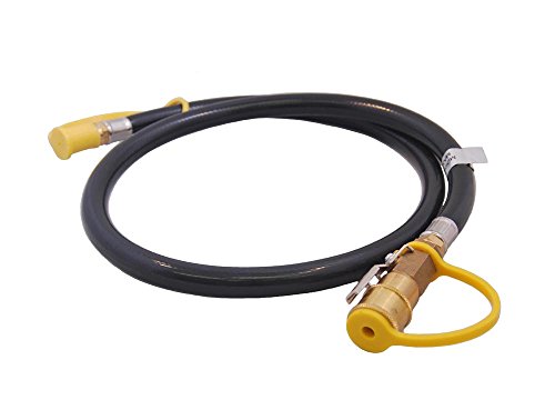 KIBOW 39 Inch Low Pressure Propane Quick-Connect Hose- 1/4” Safety Shutoff Valve & Male Full Flow Plug for RVs