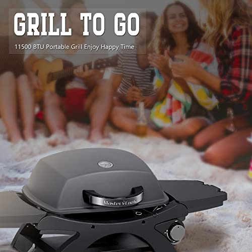 MASTER COOK Propane Gas Grill, Portable Tabletop Barbecue Grill with Cart for Patio, Camping, Travel