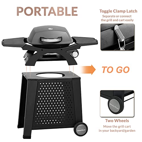 MASTER COOK Propane Gas Grill, Portable Tabletop Barbecue Grill with Cart for Patio, Camping, Travel