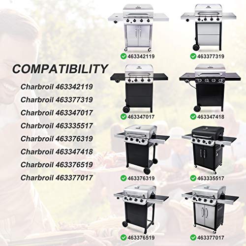 Metal Club Grill Repair Kit for Char-Broil 463347017 463376018P2 463361017 463673017 463376117 463342119 Grills, 4-Pack Heat Plate Shields, Grill Burners, Crossover Tubes, Grill Igniters