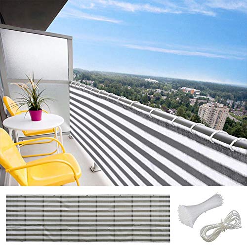 RNSUNH 3.3x16.4ft Balcony Privacy Screen Cover Privacy Screen Windscreen Cover Fabric Shade Tarp Netting Mesh Cloth for Porch Deck Patio Balcony to Cover Sun Shade