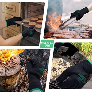 Schwer 2 Pairs BBQ Gloves, 932°F Heat Resistant Grilling Gloves Silicone Non-Slip Oven Mitts, Kitchen Gloves for BBQ, Grilling, Cooking, Baking （Black）