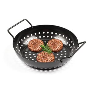 HomeEase Non-Stick Grill wok Grill Topper with Holes, Grill Grid for Outdoor Grill BBQ Accessory for Grilling Vegetable, Fish, Shrimp, Meat, 11.02 x 8.86 x 2.48“（Round）
