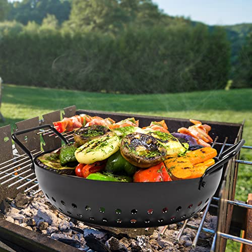 HomeEase Non-Stick Grill wok Grill Topper with Holes, Grill Grid for Outdoor Grill BBQ Accessory for Grilling Vegetable, Fish, Shrimp, Meat, 11.02 x 8.86 x 2.48“（Round）