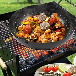 HomeEase Non-Stick Grill wok Grill Topper with Holes, Grill Grid for Outdoor Grill BBQ Accessory for Grilling Vegetable, Fish, Shrimp, Meat, 11.02 x 8.86 x 2.48“（Round）