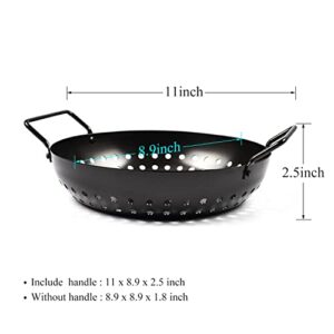 HomeEase Non-Stick Grill wok Grill Topper with Holes, Grill Grid for Outdoor Grill BBQ Accessory for Grilling Vegetable, Fish, Shrimp, Meat, 11.02 x 8.86 x 2.48“（Round）