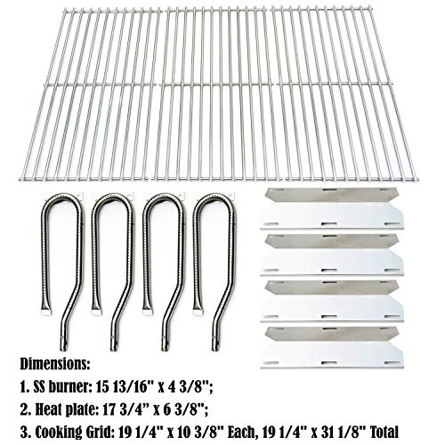 Direct Store Parts Kit DG129 Replacement for Jenn Air Gas Grill 720-0337 Gas Grill Burner,Heat Plate,Cooking Grid(Stainless Steel Burner+Stainless Steel Heat Plate+Solid Stainless Steel Cooking Grid)