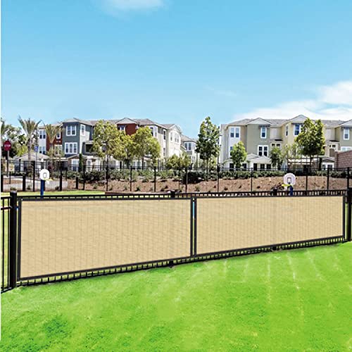 SunnyRoyal Privacy Fence Screen Heavy Duty Windscreen Net Fabric Cloth with Brass Gromments Perspective Block UV Resistant Heavy Duty Commercial Grade Beige 2'x86'