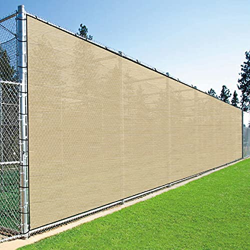 SunnyRoyal Privacy Fence Screen Heavy Duty Windscreen Net Fabric Cloth with Brass Gromments Perspective Block UV Resistant Heavy Duty Commercial Grade Beige 2'x86'