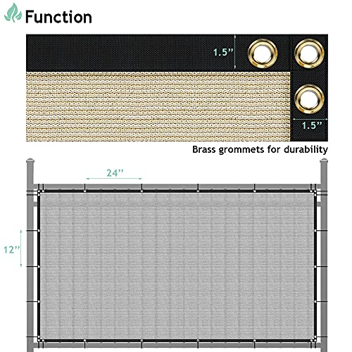 SunnyRoyal Privacy Fence Screen Heavy Duty Windscreen Net Fabric Cloth with Brass Gromments Perspective Block UV Resistant Heavy Duty Commercial Grade Beige 2'x86'