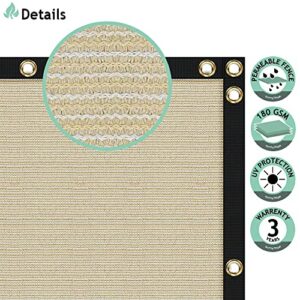 SunnyRoyal Privacy Fence Screen Heavy Duty Windscreen Net Fabric Cloth with Brass Gromments Perspective Block UV Resistant Heavy Duty Commercial Grade Beige 2'x86'