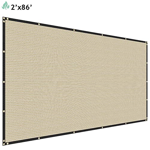 SunnyRoyal Privacy Fence Screen Heavy Duty Windscreen Net Fabric Cloth with Brass Gromments Perspective Block UV Resistant Heavy Duty Commercial Grade Beige 2'x86'