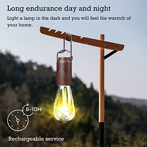 PINSAI 2 Pack Rechargeable Warm Tent Light Bulb,Portable Outdoor Hanging Vintage LED Camping Light,Pendant Hurricane Emergency Lighting Lantern for Hiking Backpacking Fishing Outage Power Failure